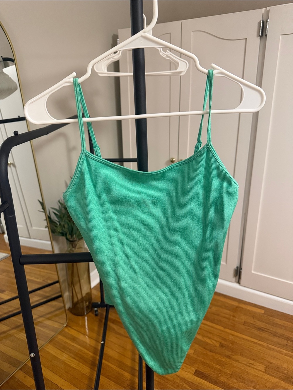 Express Mint Green Ribbed Bodysuit